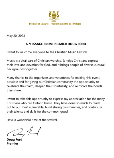 Doug Ford letter